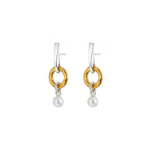 Load image into Gallery viewer, &quot;Circle of Life&quot; - Yellow gold vermeil and pearl earrings
