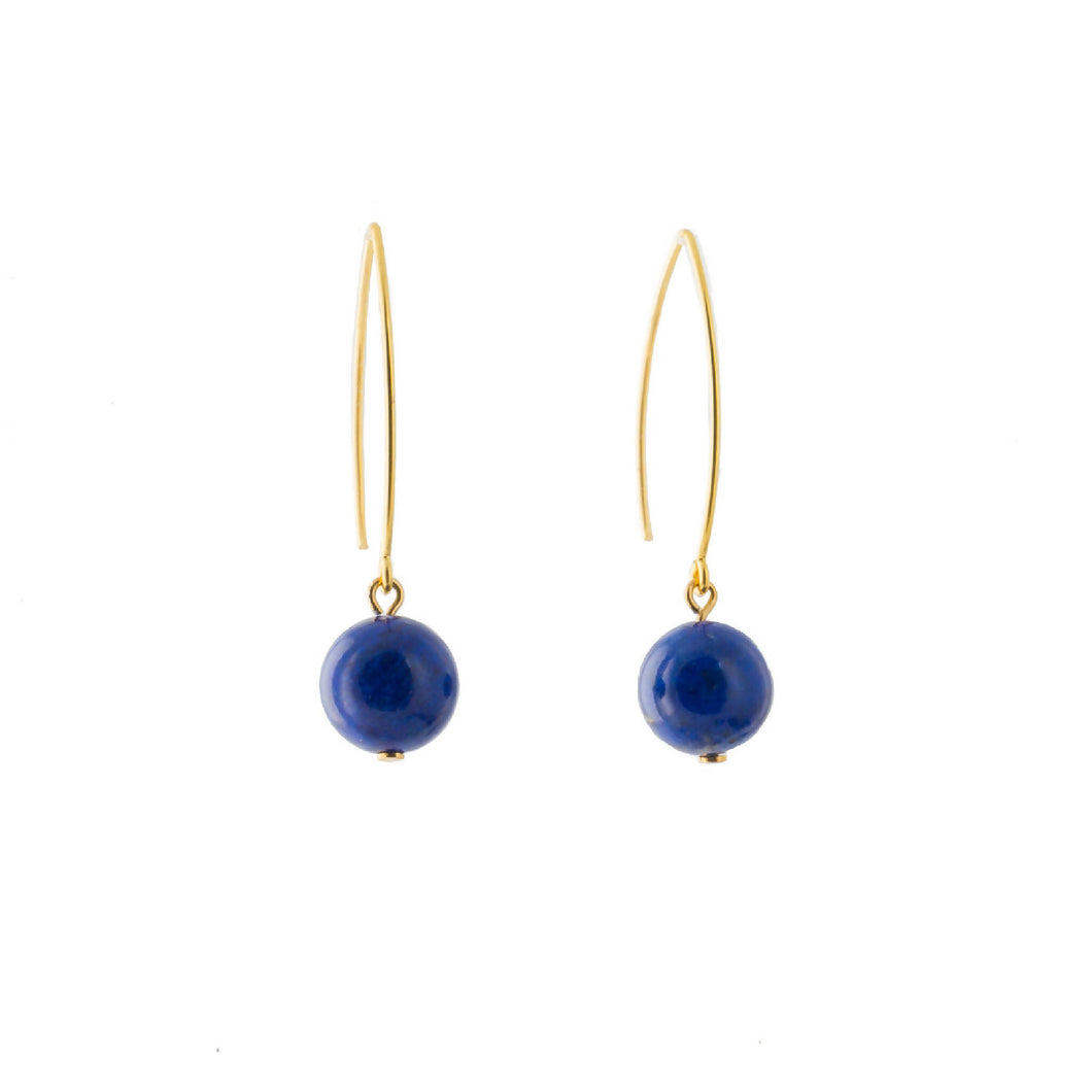 Drop Earrings Blue Lapis Lazuli or Apple Green Gaspeite Gemstones