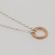 Load image into Gallery viewer, &quot;Circle of Life&quot; small 24k yellow gold Vermeil hammered ring necklace
