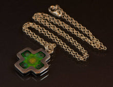 Load image into Gallery viewer, Green Silver Enamelled Handmade Cross Pendant
