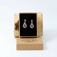 Load image into Gallery viewer, Blue and Red Drop Handmade Cloisonné Enamelled Earrings

