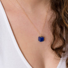 Load image into Gallery viewer, Pendant Lapis Lazuli Cube on 9 carat Gold Chain Necklace
