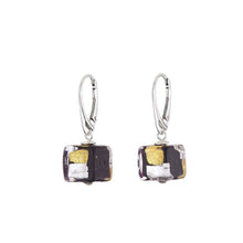 Load image into Gallery viewer, &quot;Black Shimmer&quot; Murano glass cube earrings
