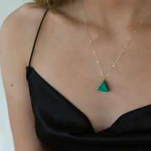 Load image into Gallery viewer, Pendant Malachite Triangle on Gold Chain Necklace

