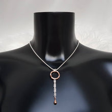 Load image into Gallery viewer, &quot;Circle of Life &amp; Drop&quot; - silver chainmail &amp; small Rose Gold Vermeil necklace
