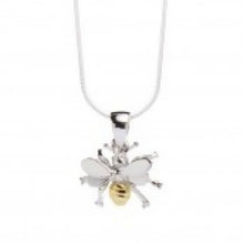 Load image into Gallery viewer, Bee Pendant Small with chain in Silver &amp; Gold
