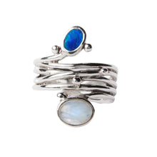 Load image into Gallery viewer, Snake Ring in Silver, Moonstone &amp; Opal
