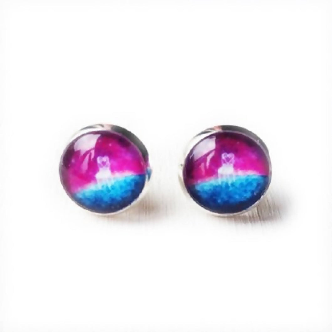 « Under The Stars » pink earrings | post earrings | studs