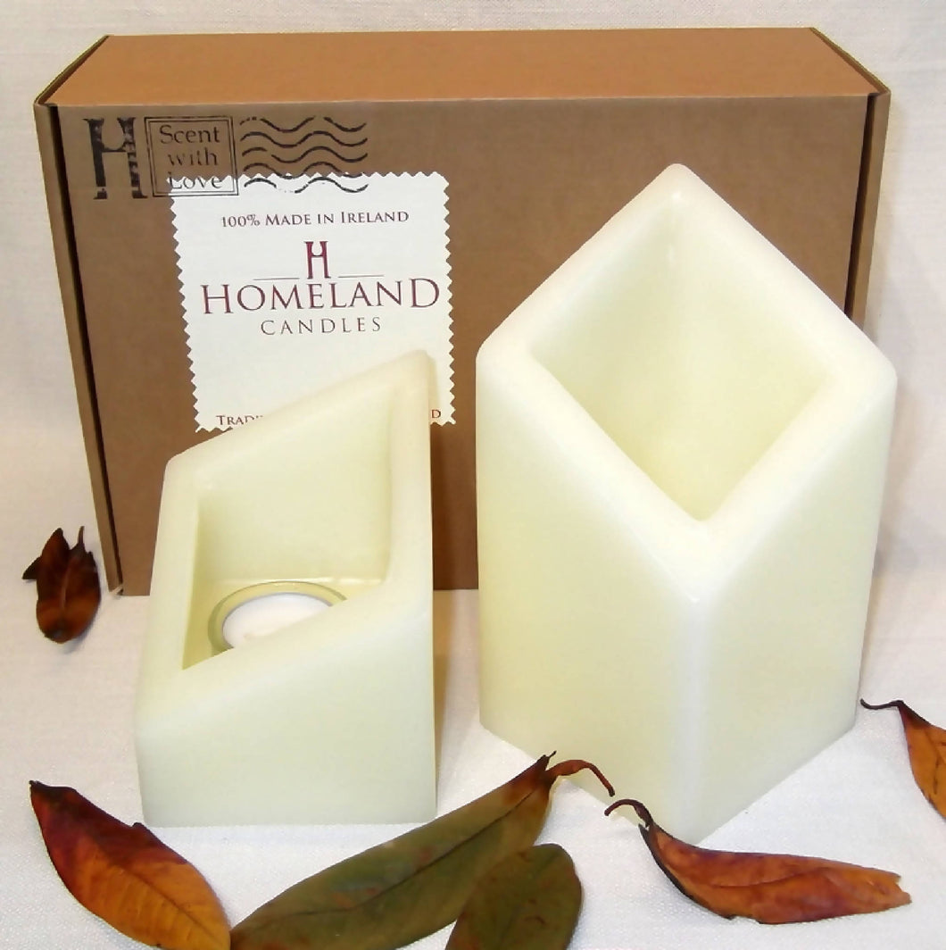 Set Of Two Ivory Non Scented Hurricane Glow Candle