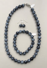 Load image into Gallery viewer, Snowflake Obsidian Necklace, Bracelet and Earrings
