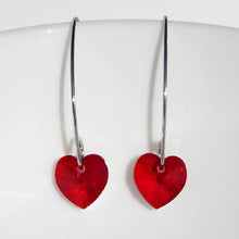 Load image into Gallery viewer, Silver- Marquise Earrings with Heart Swarovski ® crystals
