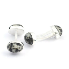 Load image into Gallery viewer, Silver Cufflinks - set with Oval Cabochon: Donegal Granite or Carnelian
