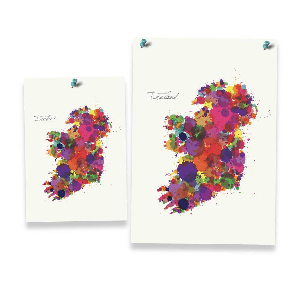 Abstract Ireland Map Print Multi