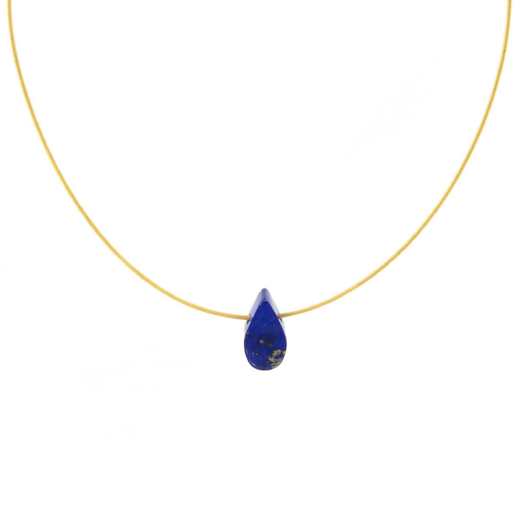 Pendant - Lapis Lazuli Gemstone Tear Drop on Gold