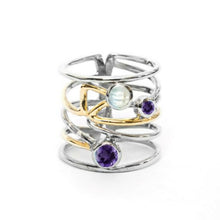 Load image into Gallery viewer, Lattice Ring in Silver Gold &amp; Gemstones
