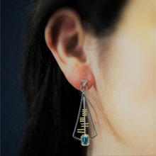 Load image into Gallery viewer, Adeline Earrings In Silver Gold &amp; Blue Topaz
