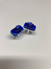 Load image into Gallery viewer, Handmade Glass &amp; Silver Cufflinks - Blue
