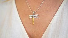 Load image into Gallery viewer, Dragonfly Pendant with chain in Silver &amp; Gold
